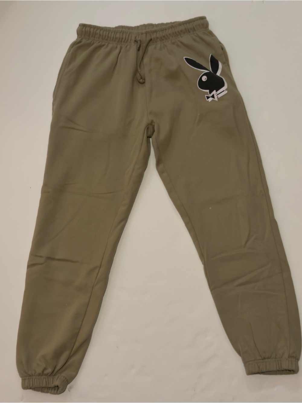PLAYBOY Olive Green Jogger Pants with Black Bunny Logo